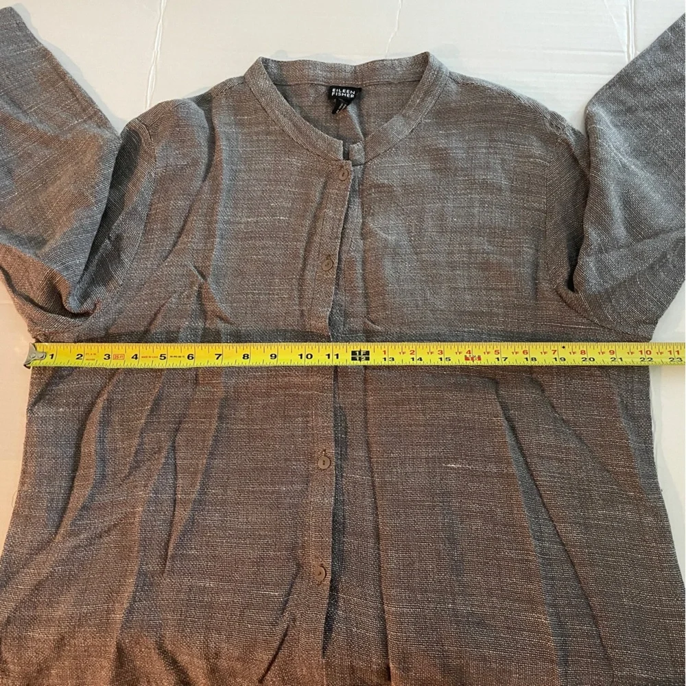 Eileen Fisher Button Front Blouse Medium Linen Blend Business Casual Relaxed Fit - Picture 9 of 10